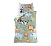Rumble dans La Jungle Housse Couette Simple & D'Oreiller Set Enfants Lion Zèbre