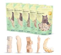 RumbleBox Ultimate Box Pur Poulet, Canard et crevettes géantes, 100% Viande, friandises lyophilisées pour Chats sans céréales ni Sucre pour Les Animaux allergiques, Un Seul INGRÉDIENT (5 x 50 g)