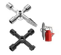 Rumgug 2 Clés Universelles 4 Voies à Têtes Triangle et Carrée Multifonction | compteur d'eau, usage professionnel, ouverture armoires, cross robuste practical, matériau robuste