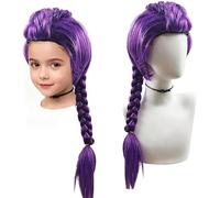 Rumi Wig - Extensions de cheveux violets pour cosplay, tresses violettes en fibre synthétique, bonnet réglable pour enfants et adultes, perruque Anime Halloween (violet)