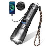 Rumicet Lampe Torche LED Ultra Puissante, 10000 Lumens Lampe Torche LED Rechargeable USB, Zoomable, Tactique, 5 Modes, IPX5 Étanche pour Camping, Randonnée, Urgence, Bricolage