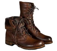 RUMITY Bottes de moto Vintage Knight shorts pu cuir imperméable bottes en cuir pour hommes et femmes 36-48(Le Brun,44)