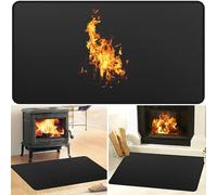 rumlick Tapis de cheminée - 63,5 x 99,1 cm double face ignifuge imperméable tapis de foyer résistant au feu sous le gril tapis de poêle à bois tapis de foyer tapis de foyer