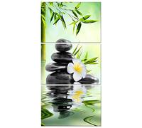 Rumlly 3 Pic Marbre Vert Toile Peinture Bouddha Zen Art Ornement Fleur Image Rétro Affiche et Gravures Salon Décor À La Maison 60x90cmx3 Sans Cadre