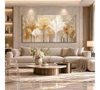 Rumlly Abstract Golden Feather Canvas Wall Art(30X60cm/Frameless) | Large Abstract Design Modern Luxury Minimalist Golden Foil Wall Decor for Living Room Bedroom Office Home Decoration