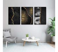 Rumlly Abstrait doré noir bois Texture toile peinture affiches et impressions moderne nordique mur Art photos pour salon décor 50x70cmx3 sans cadre