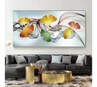 Rumlly Abstrait Or Vert Ginkgo Feuille Affiches et Gravures Photos Grand Mur Art Plante Toile Peinture pour Salon Décor À La Maison 90X160cm Sans Cadre