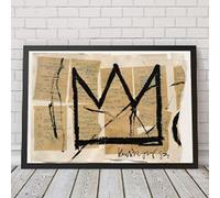 Rumlly Abstrait Toile Peinture Rue Graffiti Mur Art Affiches et Gravures Jaune Noir Roi Couronne Mur Photos Pour Salon Décor 50x70 cm Sans Cadre