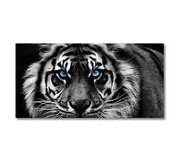 Rumlly Affiche de tigre aux yeux bleus, peinture sur toile d'animal noir et blanc, impressions d'art murales pour salon, décoration intérieure de la maison, 85x170 cm, sans cadre
