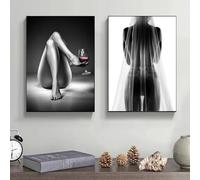 Rumlly Affiche murale femme sexy en noir et blanc, décoration murale moderne pour la maison, impression sur toile, décoration de salon (20 x 30 cm x 2 / sans cadre)