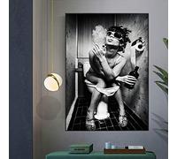 Rumlly Affiches d'art mural femme, femme avec cigarette Pop Art impression sur toile noir et blanc photo murale pour la décoration murale 50x70cm sans cadre