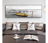 Rumlly Bateau doré naturel pont en bois noir paysage toile peinture affiches et impressions mur art photos pour salon 60x180 cm sans cadre