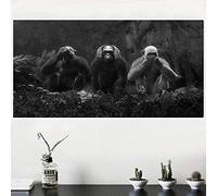 Rumlly Décor Nordique Trois Singes Toile Peinture Blanc et Noir Affiche et Impression Art Mural Moderne pour Salon Chambre Décor 80x160cm Sans Cadre