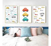 Rumlly Dessin animé jouet voiture affiche pilote Club toile peinture garçon voiture impression pépinière affiche nordique mur photos enfants chambre décoration 40x60cmx3 sans cadre