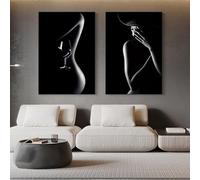 Rumlly Femme moderne murale sexy corps art toile peintures noir blanc nordique affiche et impression mur art photo pour chambre décor 50x75 cm x 2 sans cadre