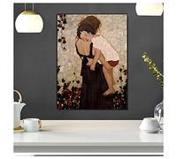 Rumlly Gustav Klimt Affiche et Gravures Une Mère Tenant Un Enfant Peinture Sur Toile Pour Salon Décor À La Maison Encadrée Toile Peinture 40X60cm avec cadre