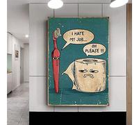 Rumlly I Hate My Jobs Funny Brosse À Dents Et Papier Toilette Affiche Imprimer Unique Humoristique Toile Peinture Mur Art Salle De Bains Décor 30x50cm Sans Cadre