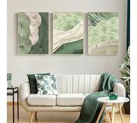 Rumlly Impression sur toile avec feuille de ginkgo verte et texture, peinture murale nordique pour décoration de salon (30 x 40 cm x 3,5 m)