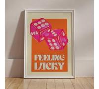 Rumlly Impression sur toile minimaliste avec citations porte-bonheur, style éclectique, rose et orange, pour décoration de salon (40 x 60 cm, sur toile)