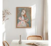 Rumlly Impressions murales rétro rose avec un joli canard et un nœud, décoration de chambre Preppy, aquarelle, joli canard girly (30 x 50 cm, toile enveloppée)