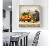 Rumlly Kitchen Wall Art Decor Painting Classic Still Life Pictures Print on Canvas Artwork Oranges Posters Home Decoration(80x80cm/Inner Frame)