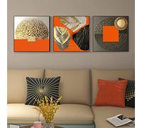 Rumlly Marbre abstrait géométrique moderne Orange or mur Art toile peinture affiche impression salon décoration de la maison photo 30x30cmx3 sans cadre