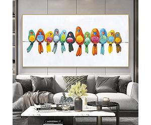 Rumlly Mignon perché petit oiseau nordique toile peinture salon affiches imprime photos murales moderne chambre d'enfant décor à la maison 60x120 cm sans cadre