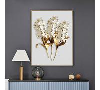 Rumlly Moderne de Luxe Nordique Feuille d'or Monstera Imprime Fleur Abstraite Art Mural Toile Peinture Affiches Photos Salon décor à la maison-50x70 cm Pas de Cadre