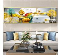 Rumlly Moderne Elk Fortune Arbre Doré Paysage Toile Peinture Mur Art Affiches et Impressions pour Salon Chambre Décor À La Maison 40x120cm Sans Cadre