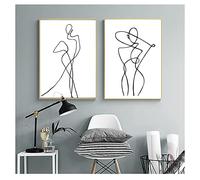 Rumlly Noir Blanc Amoureux Géométrie Courbe Abstrait Mur Art Toile Peinture Affiches Et Gravures Mur Photos Pour Salon Décor 40x60cmx2 Sans Cadre