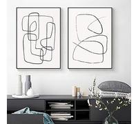 Rumlly Noir et blanc abstrait dessin au trait Art imprime moderne minimaliste affiche toile peinture mur photos salon décor 50x70cmx2 sans cadre