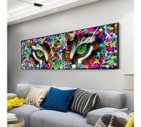 Rumlly Oeil du Tigre Dessin Animé Art Toile Peinture Coloré Oeil De Tigre Graffiti Art Personnalité Affiche Imprimer Salon Décor À La Maison 70x210cm Sans Cadre
