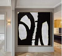 Rumlly Peinture abstraite noir et blanc Art minimaliste Art mural moderne décor peinture texturée sur toile 30x30cm sans cadre