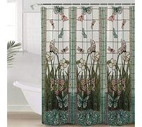Rumlly Rideau de Douche imperméable vitrail Fleur de Prairie Polyester Tissu Rideau de Bain Maison hôtel Salle de Bain Rideau de Douche 100x180cm