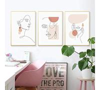 Rumlly Scandinave Femme Visage Ligne Art Peinture Moderne Minimaliste Mur Art Affiche Femme Figure Toile Impression Art décor-60x80 cm 3 pièces sans Cadre