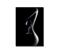 Rumlly Style nordique maison mur décor noir et blanc Sexy femme avec verre de vin rouge affiche impression toile peinture pour chambre décor 30x45cm sans cadre