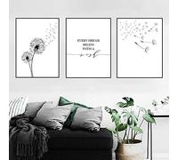 Rumlly Wish Dream Citation Image Pissenlits Paysage Art Affiche Moderne Mur Décor Nordique Plantes Toile Peinture Pour Salon 20X30cmx3 Sans Cadre