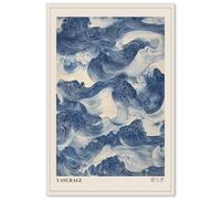 rumlud Toile murale abstraite avec vagues bleues japonaises - Impressions sur toile pour décoration murale minimaliste de salon, 61 x 91 cm, sans cadre
