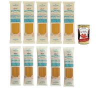 Rummo Pâtes, spaghettis et linguines sans gluten, en bronze, sans glutéine, parfaits pour les personnes souffrant de la maladie cœliaque ou d'intolérance au gluten, 10 x 400 g + Italian Gourmet polpa