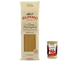 Rummo Spaghetti N. 3 Lot de 5 pâtes à la semoule de blé dur, 500 g + boîte italienne Gourmet Polpa di Pomodoro, 400 g
