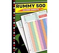 Rummy 500 Score Sheets: Colorful Point Tracking Pages with Rules for Up to 8 Players