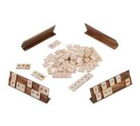 Rummy Jeu en Bois avec Tuiles Numérotées - Jeu de Stratégie avec Supports et Coffret en Bois - 2 à 4 Joueurs - Dès 8 Ans - 20,5 x 9,5 x 8 cm - Règles Incluses - Engelhart 350540