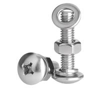 Rummyluck Kit de Vis a Tête Ronde Cruciforme et Écrous et Rondelles Plates/Élastique en Acier Inoxydable M6x100mm (5 Set)