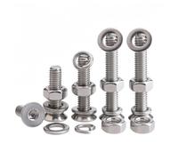 Rummyluck M10x60mm Kit Assortiment Vis Boulons à Tête Plate à Six Pans Creux en Acier Inoxydable 304 avec Écrous Rondelles (2 Set)