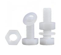 Rummyluck M12x45mm Assortiment Kit Nylon Boulons Hexagonaux, Ecrous Hexagonals et Rondelles Plates Blanc (10 Set)