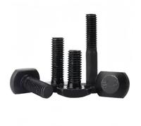 Rummyluck M16x200mm Boulons en T en Acier au Carbone Noir Boulons à Rainure en T Vis Coulissantes 1 pcs