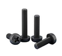 Rummyluck Vis Plastique Vis à Tête Ronde Cruciforme en Nylon Noir M5x20mm (50 pcs)