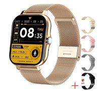 RUMOCOVO Montre Connecté pour hommes et femmes, moniteur de santé, appel Bluetooth, Message, Bracelet Mesh Doré 4
