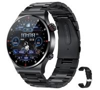 RUMOCOVO Montre connecte QW33 ECG PPG pour hommes tanche bouton rotatif cran HD appels Bluetooth BLACK STEEL
