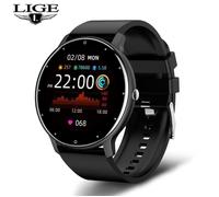 RUMOCOVO Montre Connectée de sport pour hommes et femmes, écran tactile, multifonction, étanche, Le noir